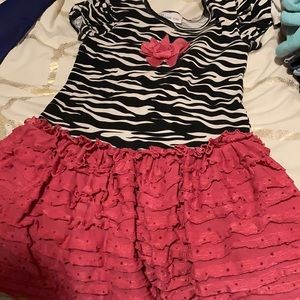 I am selling a zebra print dress with pink bottom